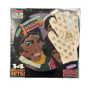MINT Michael Jackson & Jackson 5, Picture Disc LP, w/ Glove & Poster, Vinyl RARE